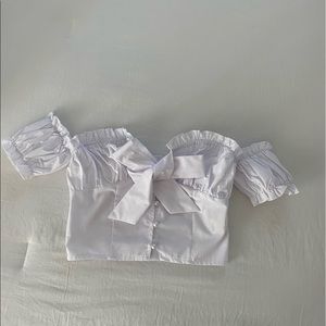 White Button Up Tie Top